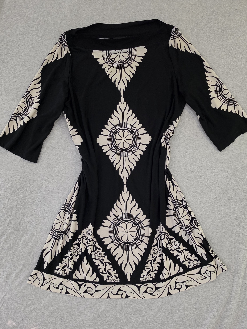 Scarlett Black Tunic with Cream Medallion Print